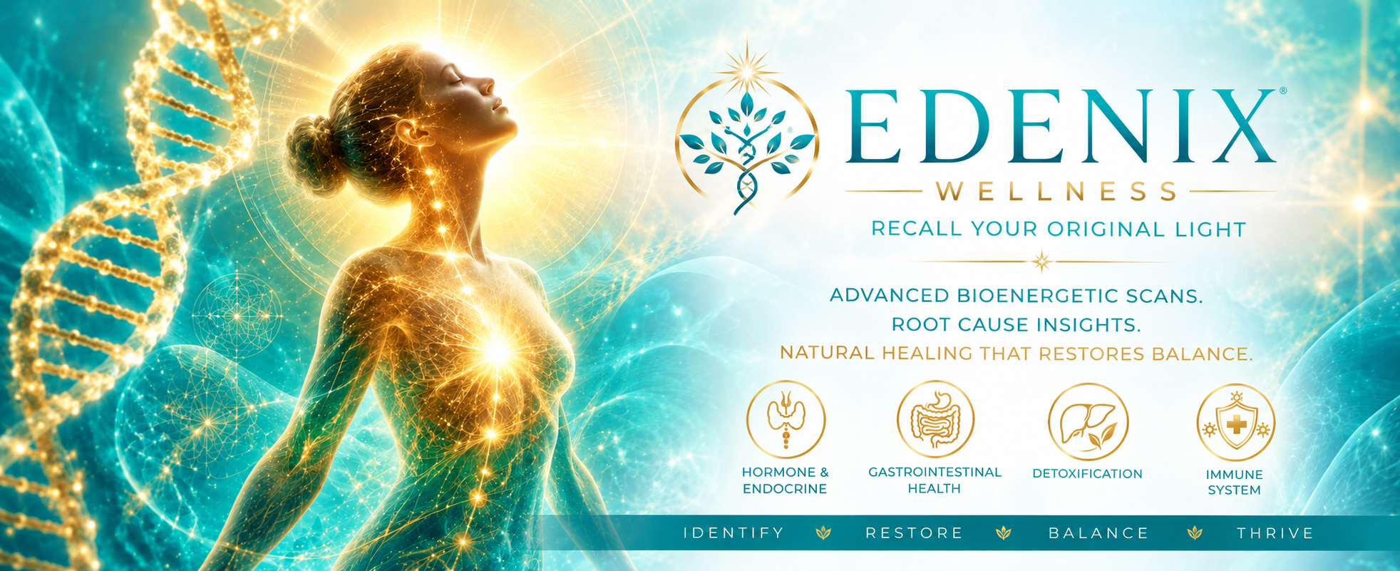 Edenix Wellness — Recall your original light. Advanced bioenergetic scans, root cause insights, and natural healing that restores balance.